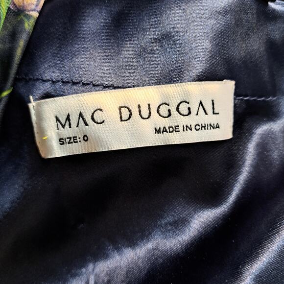 MAC DUGGAL Navy One Shoulder Cutout Floral Gown Floral Prom Formal Dress Size 0 - Picture 9 of 16